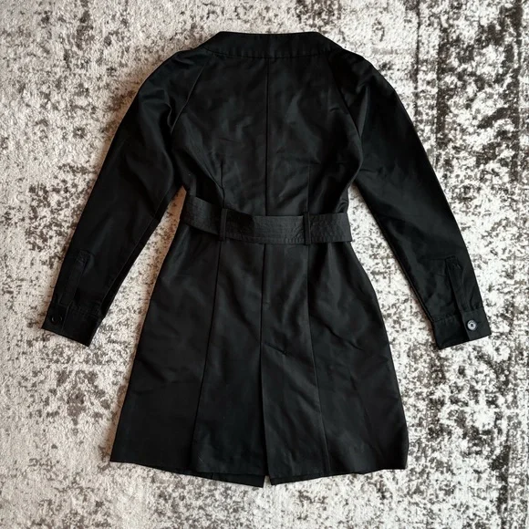 MAX & Co Black Trench Coat with Pleated Collar - Picture 3 of 7
